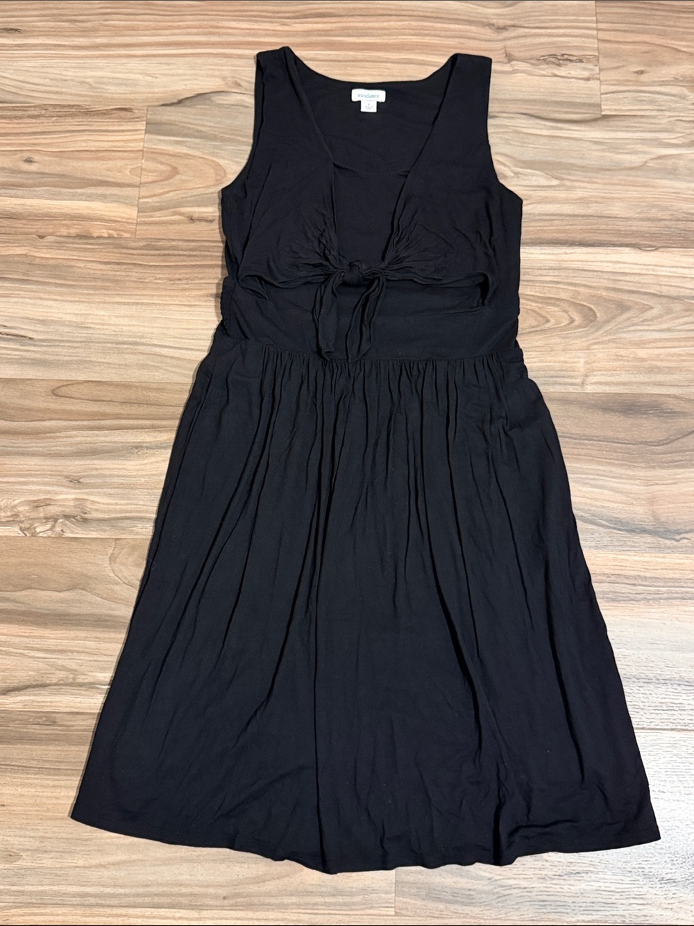 Sundance Easy Travel Days Tie Front Black Sleeveless Dress Women S Midi Stretch